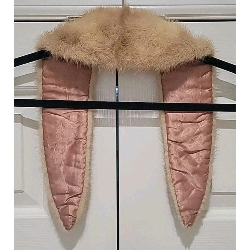 Vintage Blonde Mink Fur Collar Detachable Coat Sweater Wrap Stole Autumn Haze